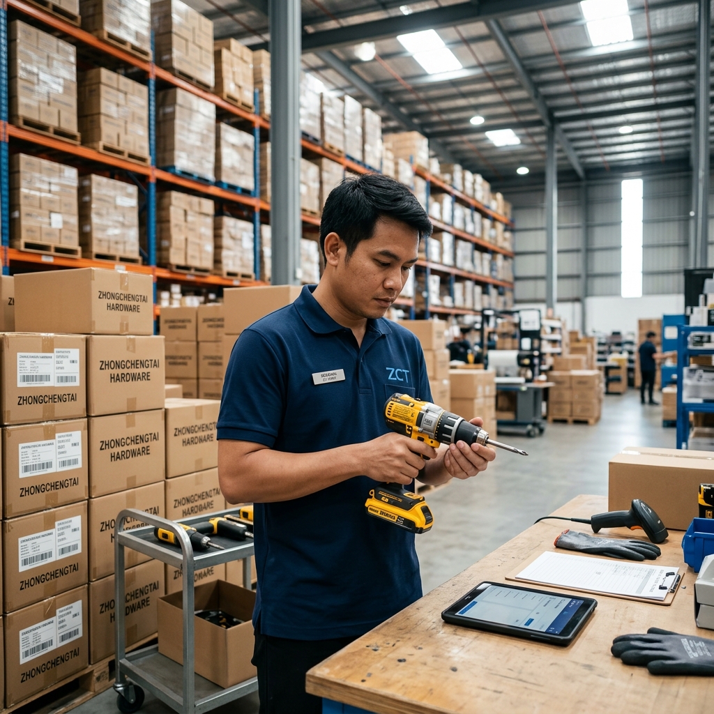 พนักงานตรวจสอบสินค้าฮาร์ดแวร์