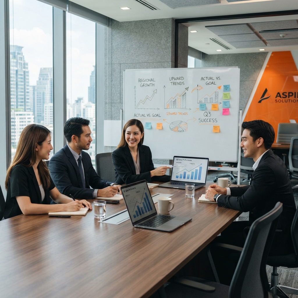 Whiteboard แสดงขั้นตอนการขายในหลักสูตรอบรม