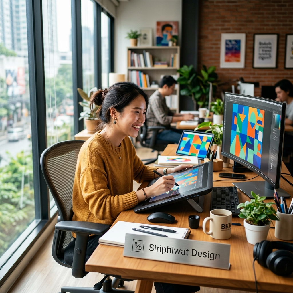 บรรยากาศการทำงานออกแบบกราฟิก