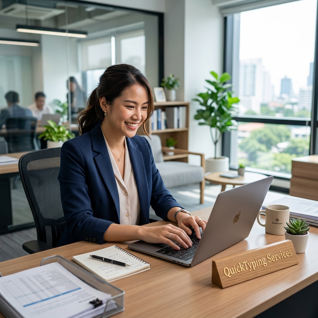 พนักงานกำลังพิมพ์งาน