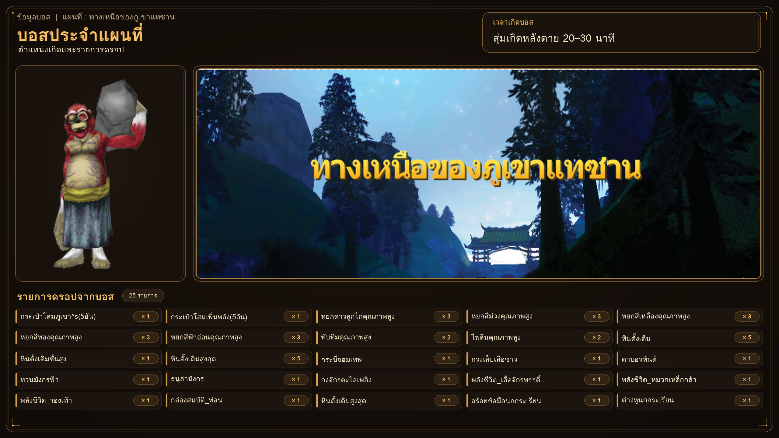 สมุนวานร สุ่มเกิดหลังตาย 20-30 นาที